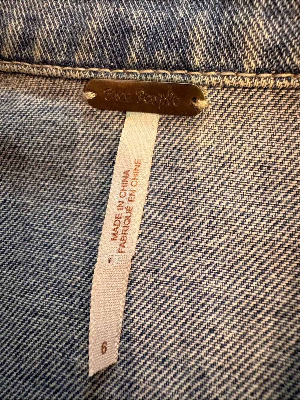 Free People Light Blue Denim Jacket with purple wash - Picture 5 of 5